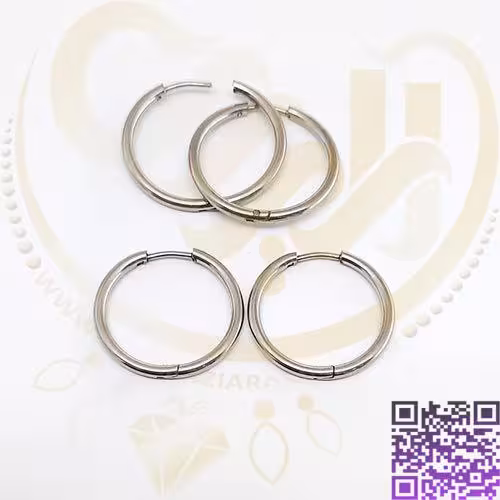 گوشواره استیل حلقه نقره ای