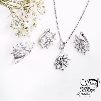 نیم ست نقره ایتالیا طرح جواهرات کد 16816