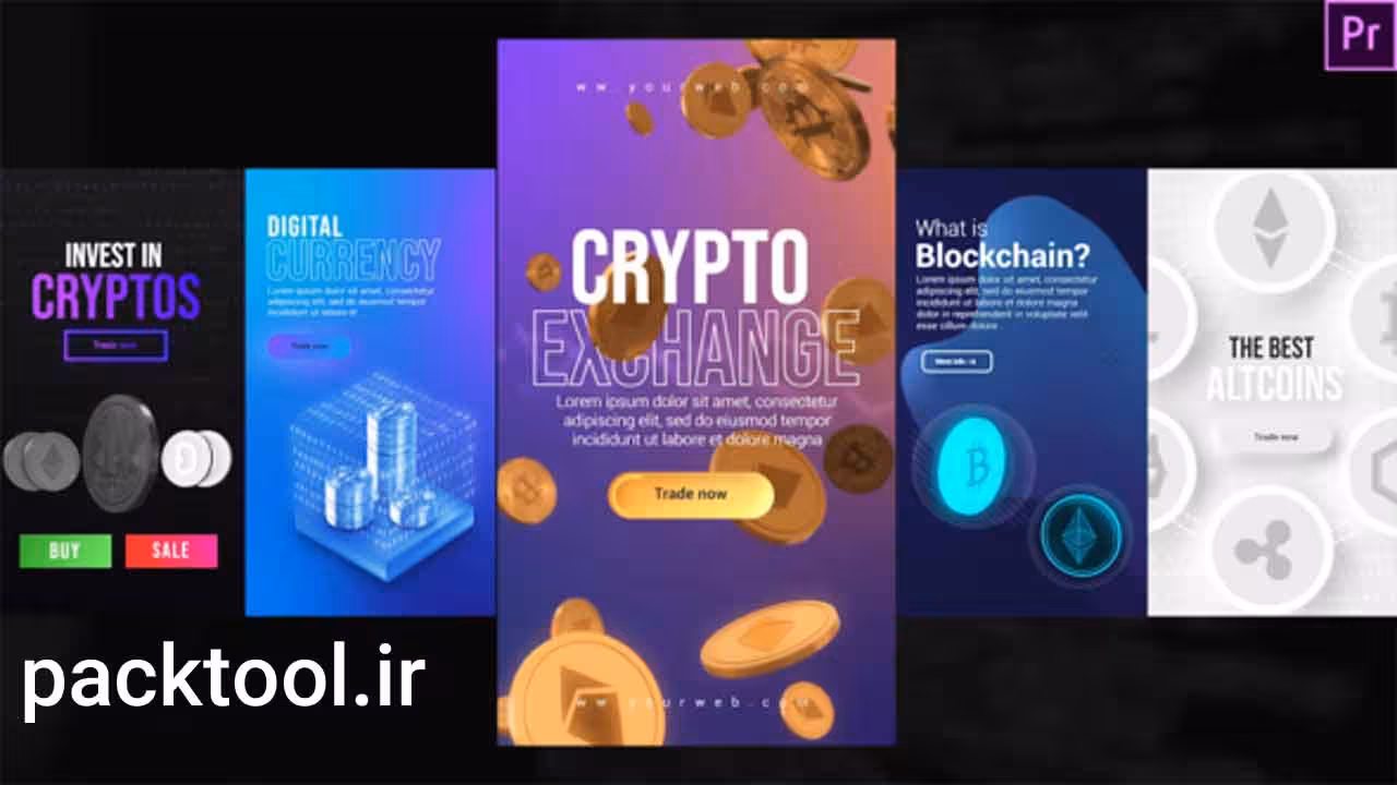 پروژه پریمیر استوری اینستاگرام ارز دیجیتال Instagram crypto stories - پک تول