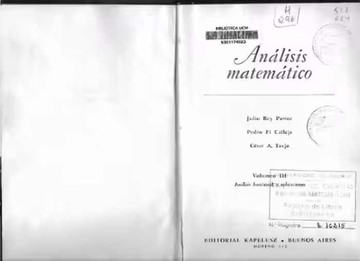 خرید و دانلود نسخه کامل کتاب Analisis matematico. Vol. III: Analisis funcional y aplicaciones. (Spanish) Mathematical analysis. Vol. III: Functional analysis and applications