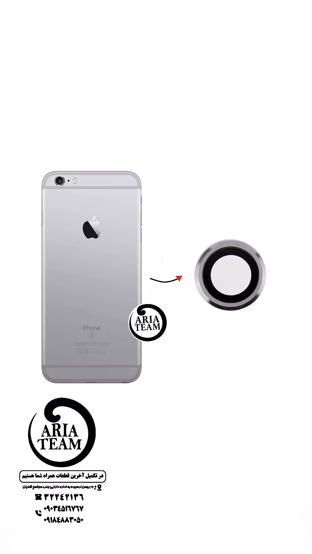 شیشه لنز دوربین آیفون 6s