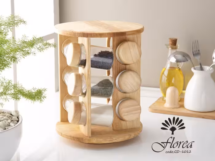 ادویه مربع 12 تایی شیشه ساده گردون کد GM-1012 فلورا