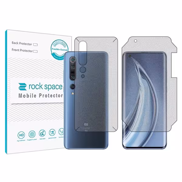 گلس صفحه نمایش و پشت گوشی شیائومی Mi 10 Pro مدل نانو هیدروژل گیمینگ برند راک اسپیس کد MS
