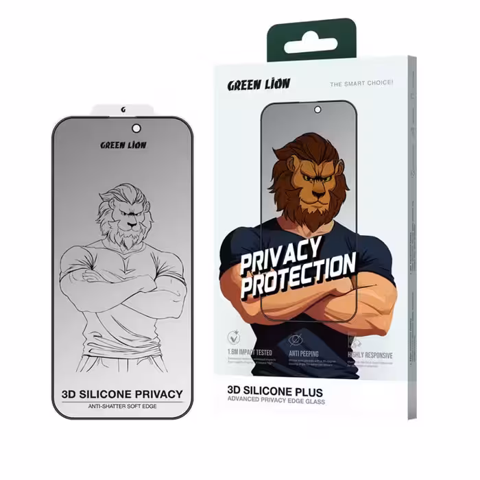 محافظ حریم شخصی صفحه نمایش گرین لاین مدل 3D Silicone Plus Privacy مناسب برای گوشی موبایل اپل iPhone 16 Pro Max
