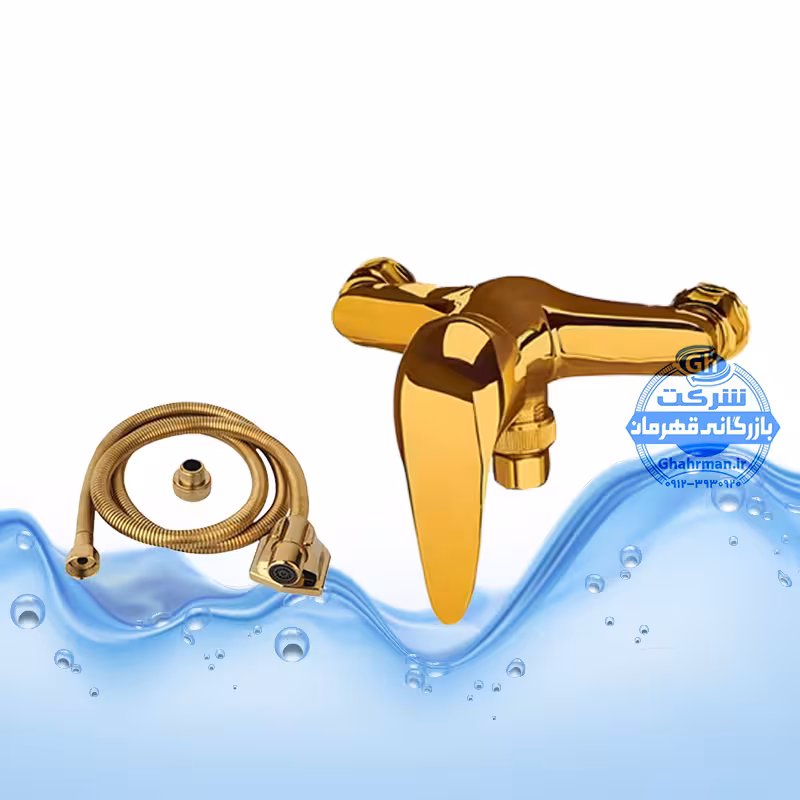 ست 2 عددی شیر توالت اهرمی و شلنگ توالت | طلایی براق | شیرآلات برند آیدا صنعت مدل قهرمان
