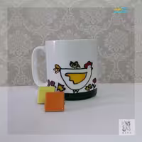 ماگ خروس فانتزی ویترای با طرحی خاص و زیبا، قابل شستشو و کاملاً دست‌ساز