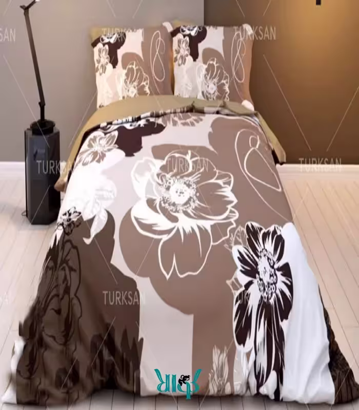روتختی قهوه ای گلدار دونفره کد d356