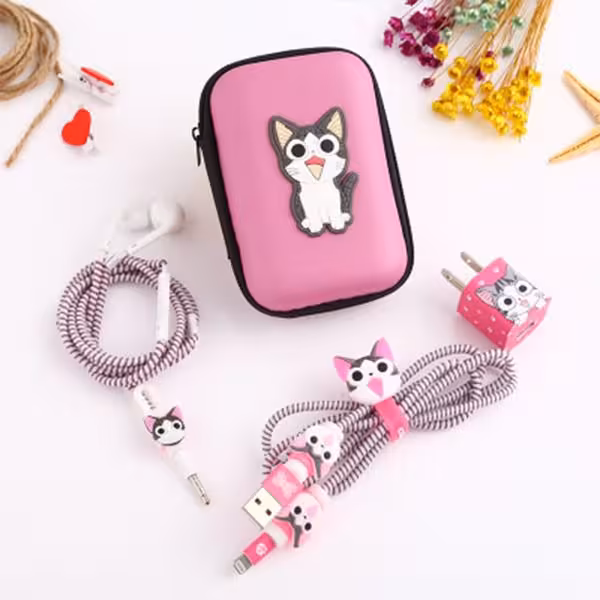 پک محافط کابل شارژ گربه چی کیف مستطیلی