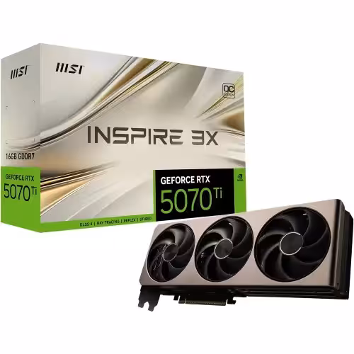 کارت گرافیک ام اس آی مدل GeForce RTX 5070 Ti Inspire 3x 16G ظرفیت 16 گیگابایت