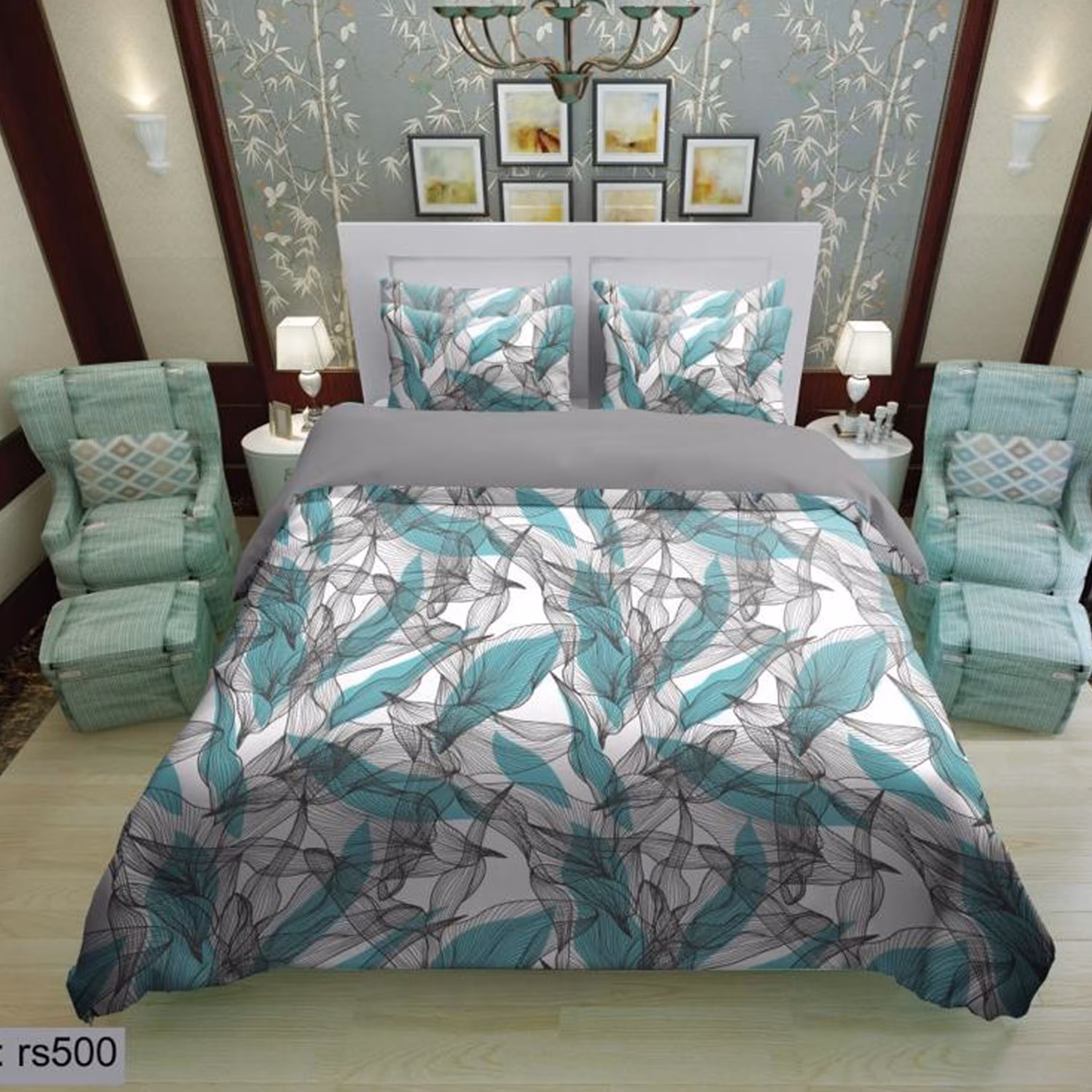 سرویس روتختی 2 نفره تنسل چاپی برندترک لند(Turk Land) rs 500