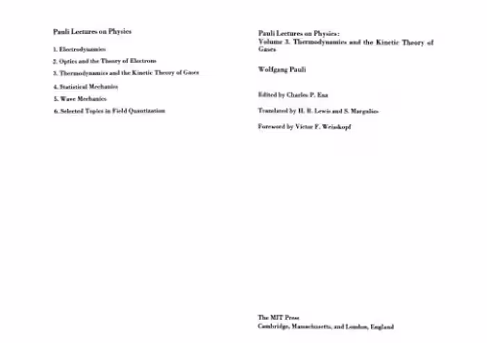 خرید و دانلود نسخه کامل کتاب Lectures on Physics: Thermodynamics and the Kinetic Theory of Gases v. 3 (Pauli lectures on physics)