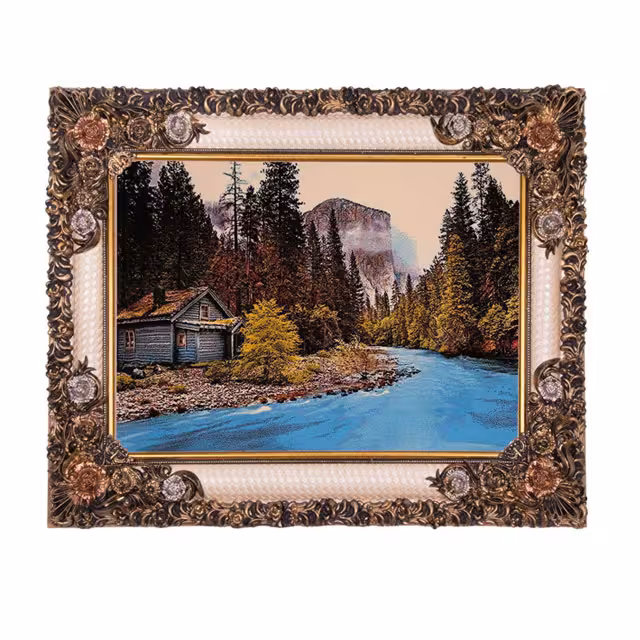 تابلو فرش ماشینی دنیای فرش طرح رودخانه کد 343
