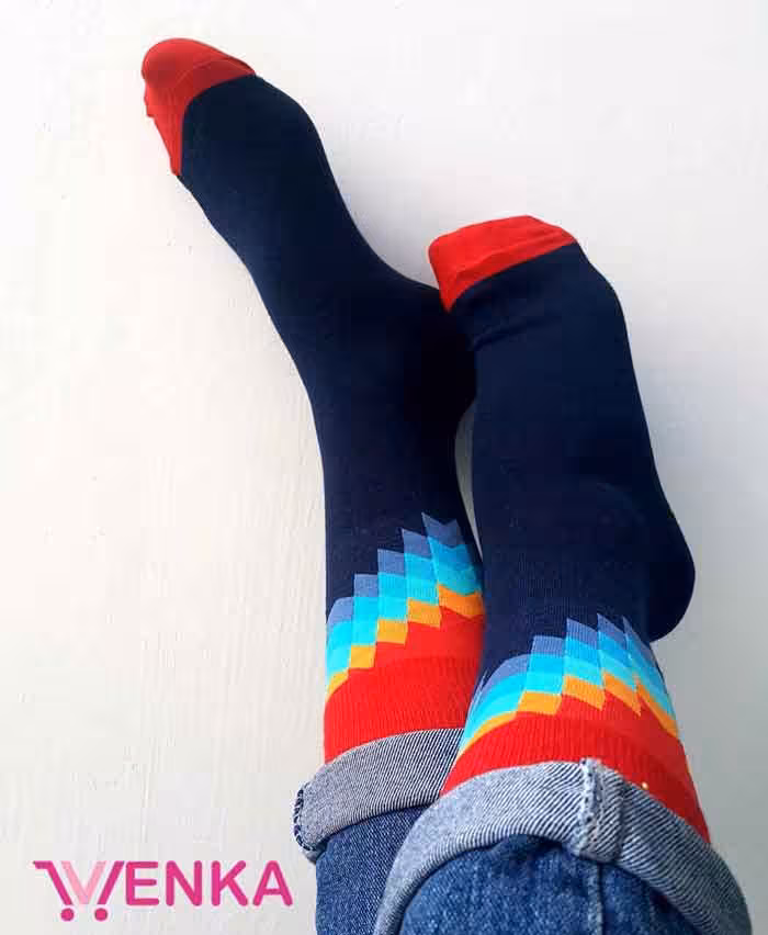 جوراب ساق دار طرح مربع رنگی