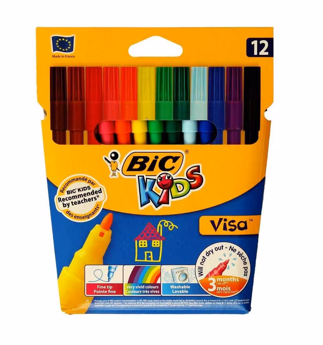 ماژیک نقاشی 12رنگ کیدز ویزا بیک