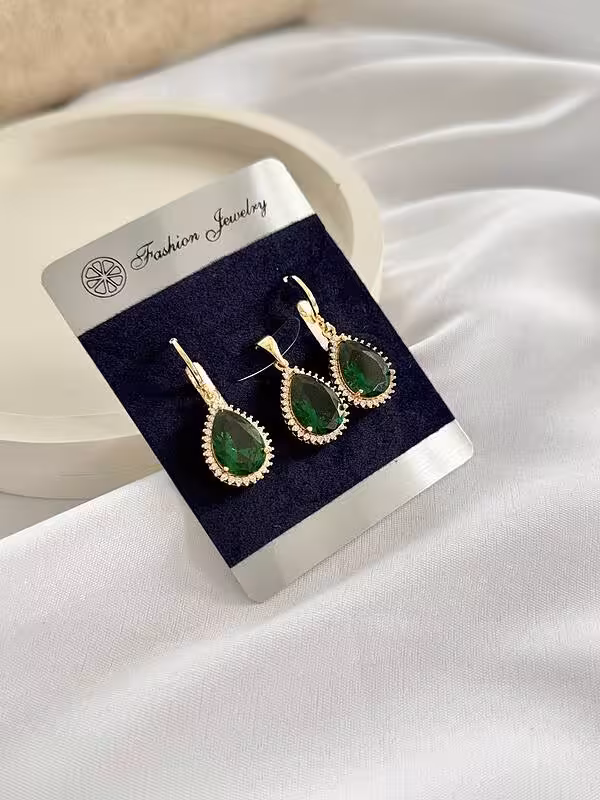 نیمست زنانه مجلسی طرح زمرد رنگ طلایی و نقره ای