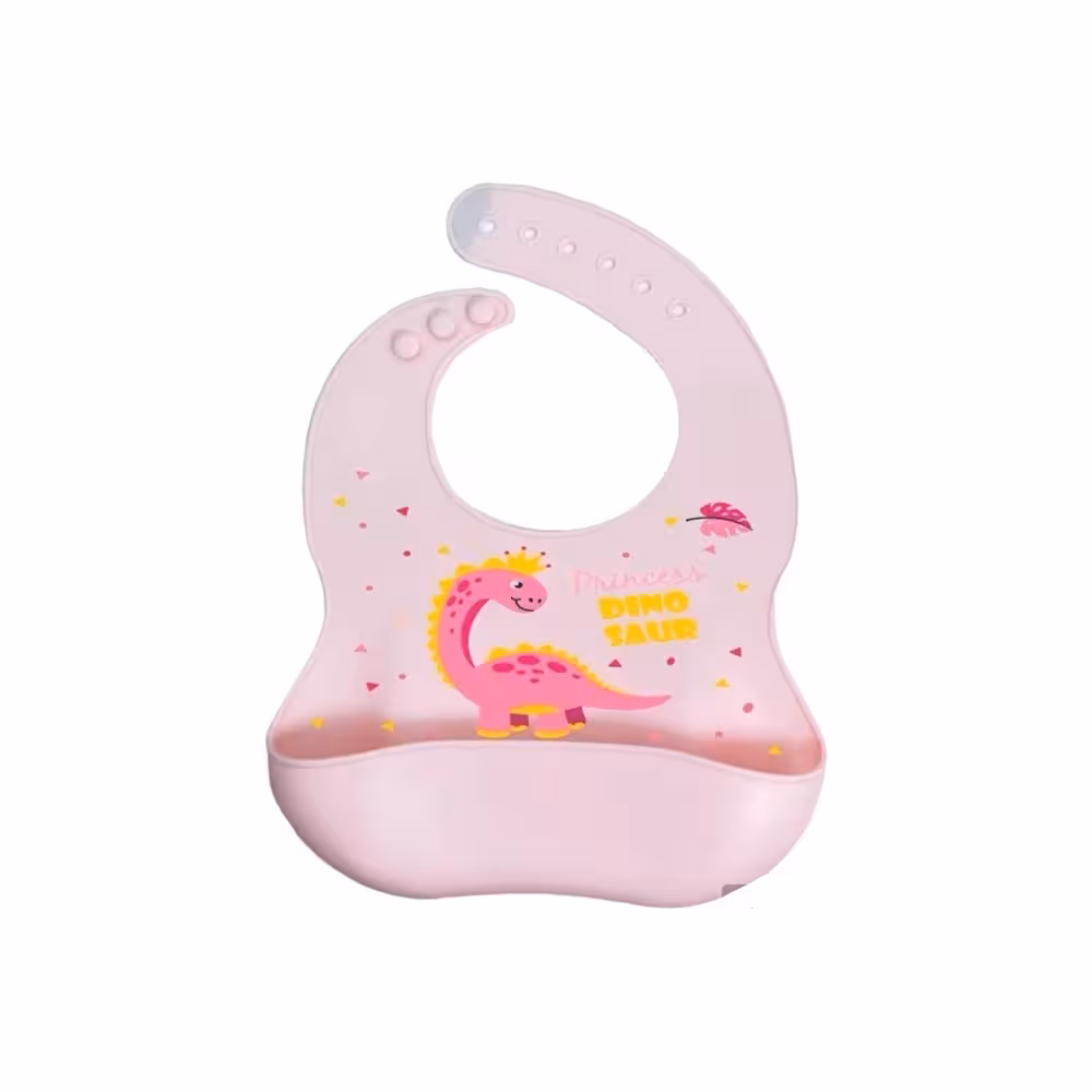 پیشبند تمام سیلیکونی  6 ماه کاسه دار کودک طرح دایناسور