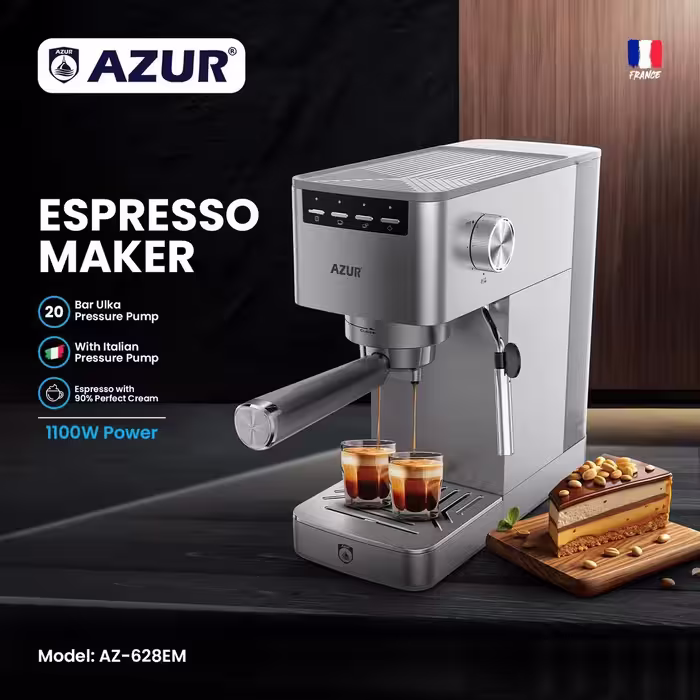 اسپرسوساز 20بار آزور اصل تحت لیسانس فرانسه  مدل AZUR  AZ-628EM