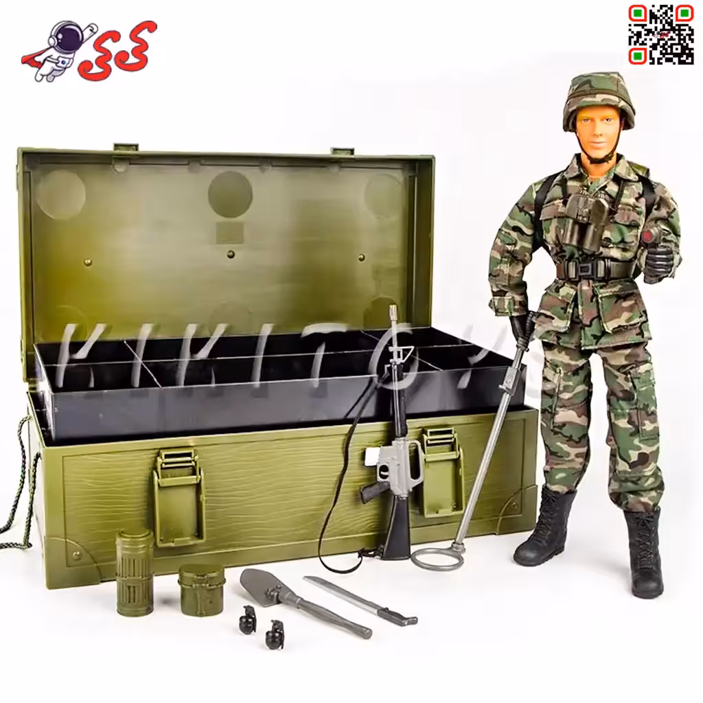 اکشن فیگور ست سرباز نظامی لباس سبز با صندوق برند ام اند سی MILITARY LOCKER BOX 90418A