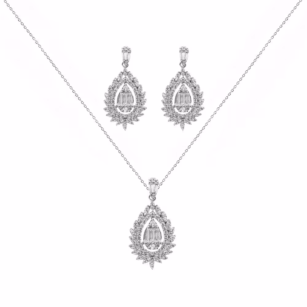 نیم ست نقره زنانه مجلسی و شیک مدل NE S7