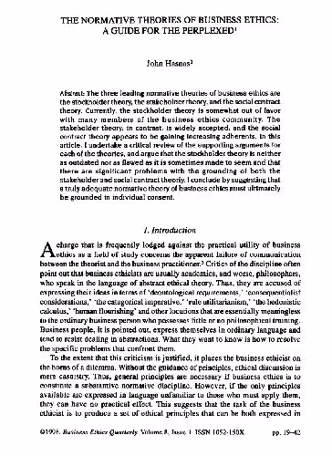 خرید و دانلود نسخه کامل کتاب The Normative Theories of Business Ethics