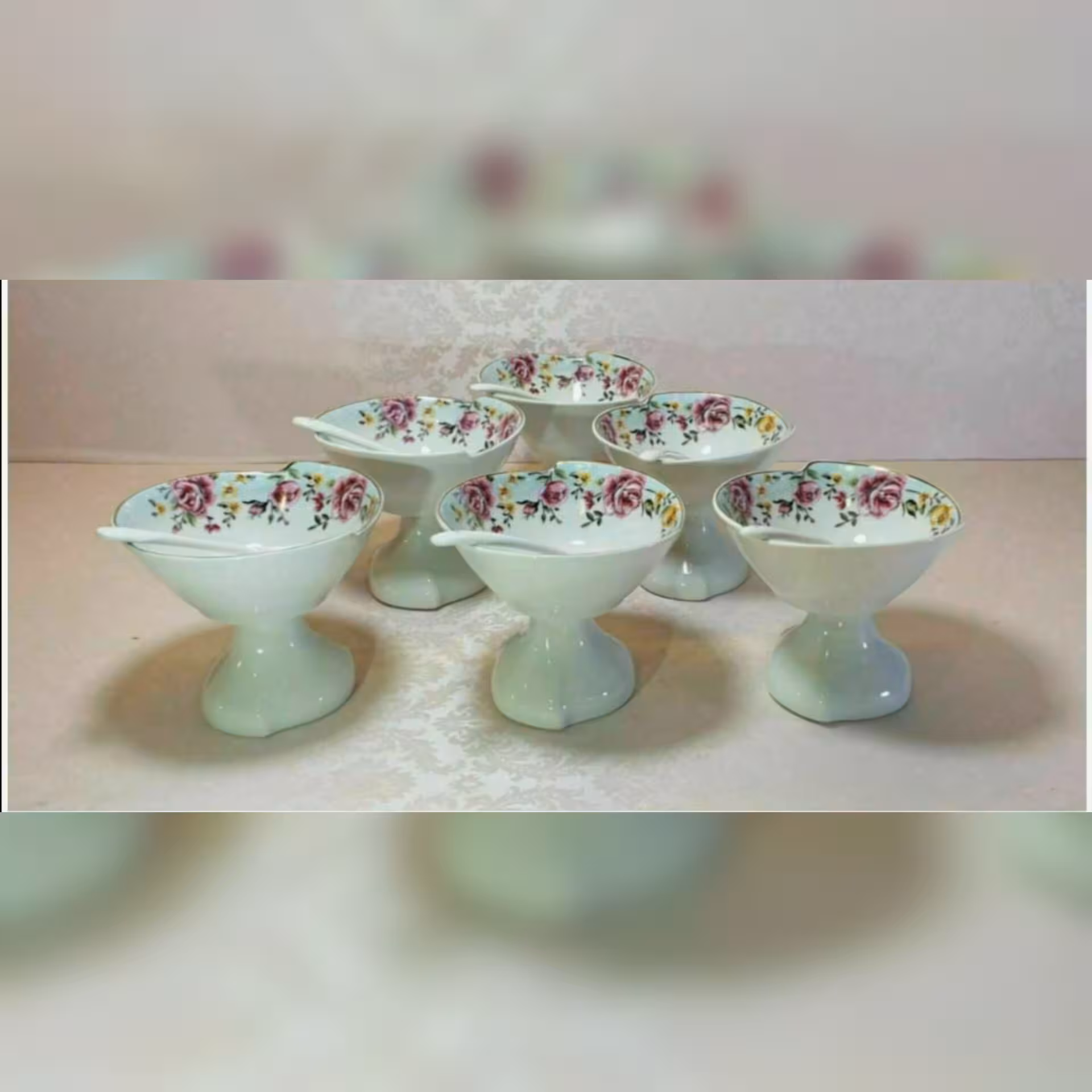 بستنی و انار خوری کاملیا پایه چینی با قاشقک 