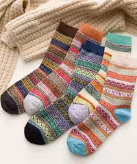 جوراب ساقدار پشمی طرح وینتیج