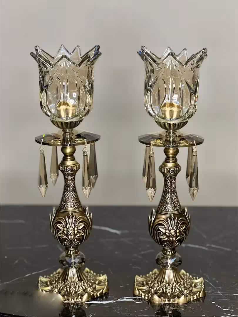 شمعدانی نقره ای کلاسیک حباب لاله ای