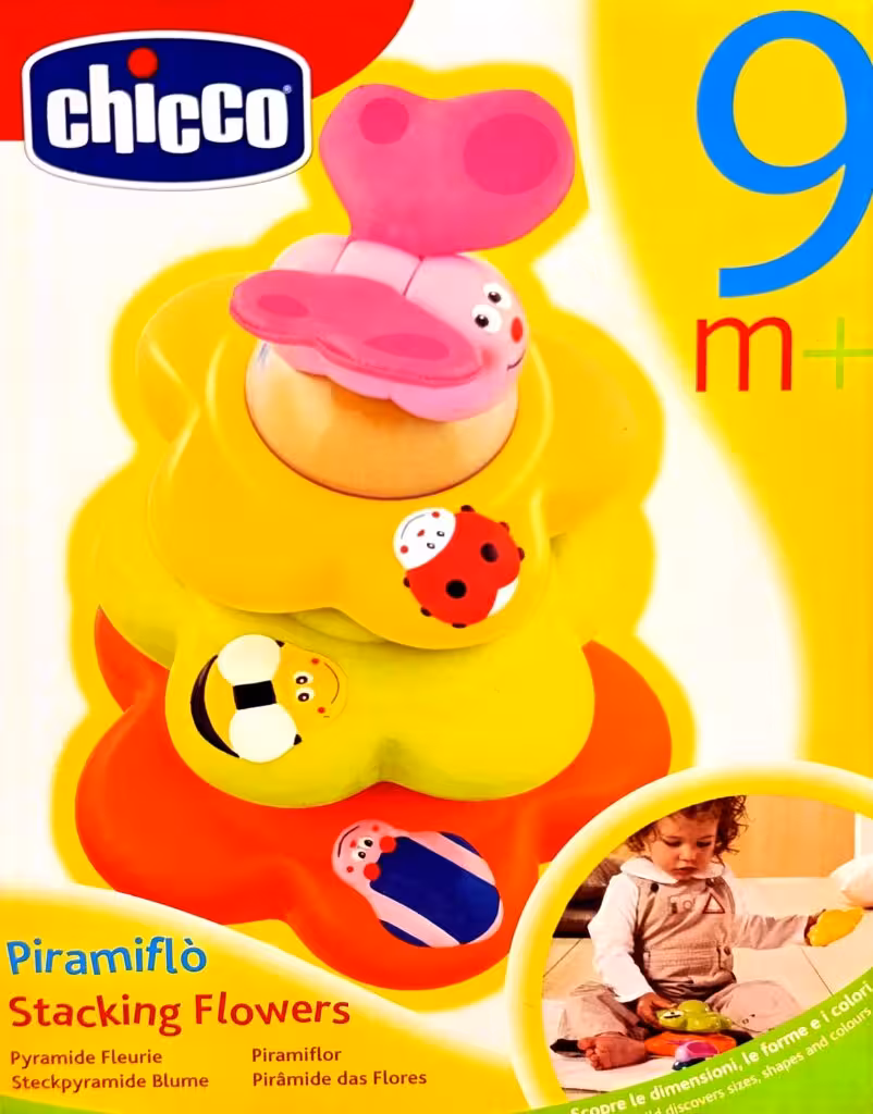اسباب بازی اموزشی چیکو مدل chicco stacking flowers برای دختران 9 ماه به بالا