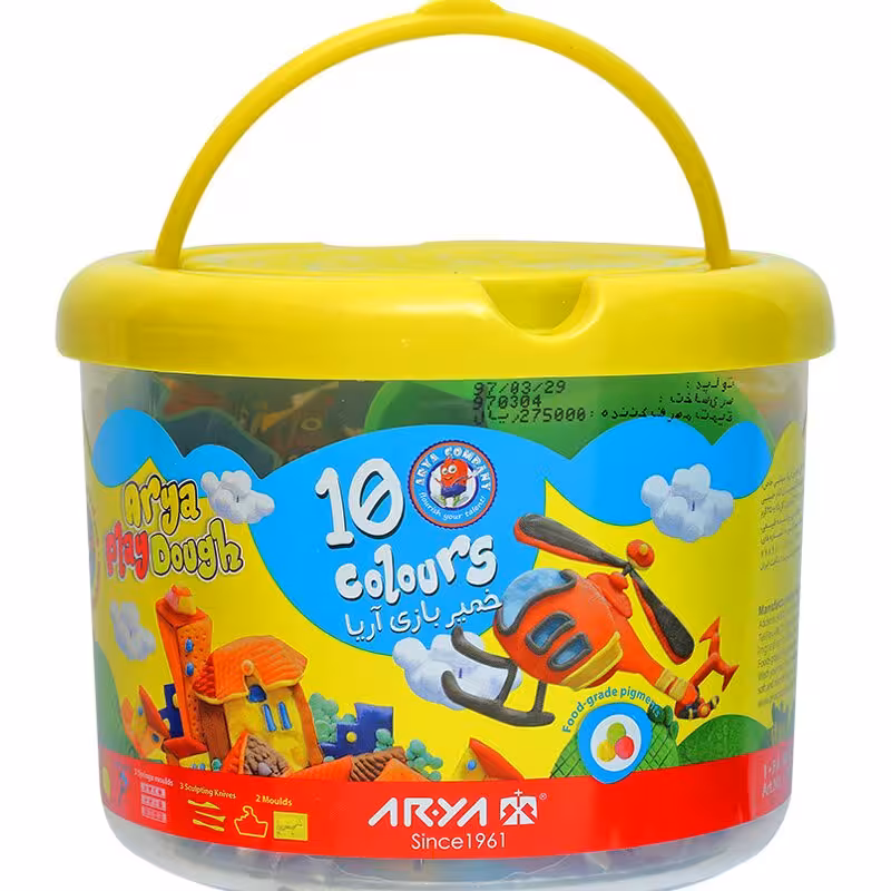 خمیر بازی 10 رنگ سطلی آریا