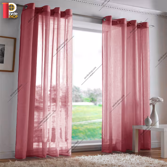 پرده آماده پانچی حریر رنگ زرشکی ارتفاع 280 سانتی متر