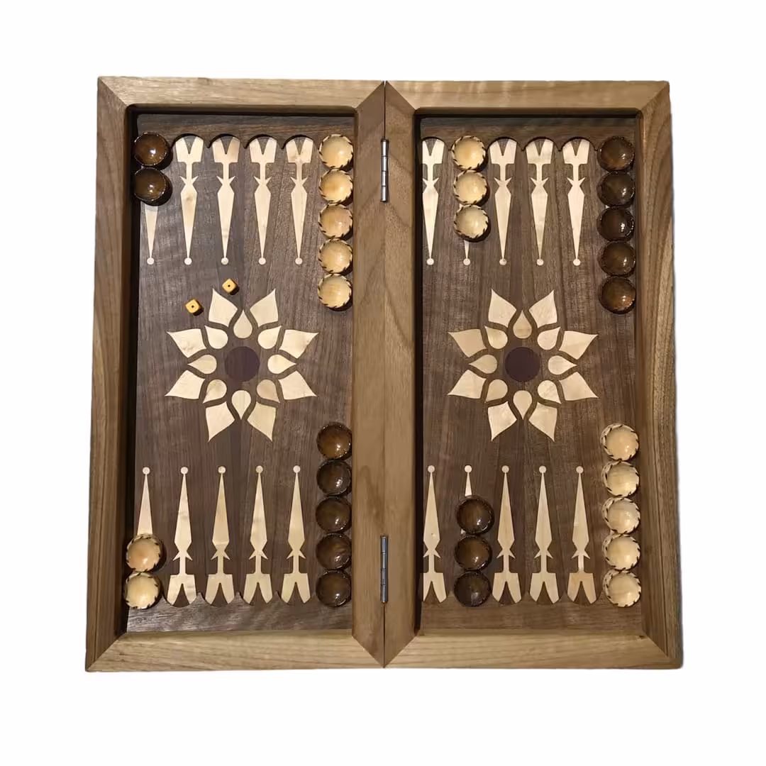 تخته نرد منبت طرح رستم و اژدها