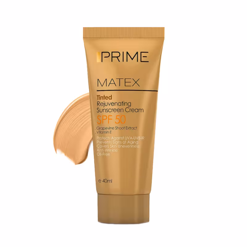 کرم ضد آفتاب جوان کننده پریم مدل Matex Tinted با SPF50 – بژ طبیعی