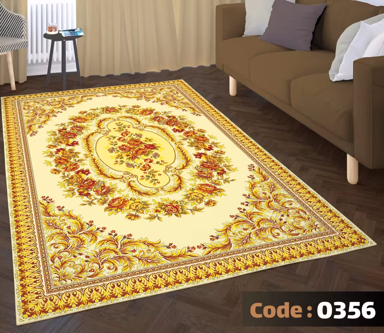 کاورفرش روفرشی دورکشدار گوشه لیفه ای لاکی ، آبی و متنوع کد 0356