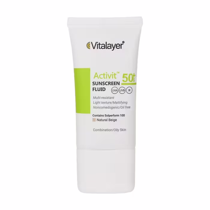 فلوئید ضد آفتاب SPF50 پوست چرب اکتی ویت 40 میلی لیتر ویتالیر Vitalayer