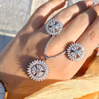 نیمست جواهری نقره با روکش طلا سفید  کد 50