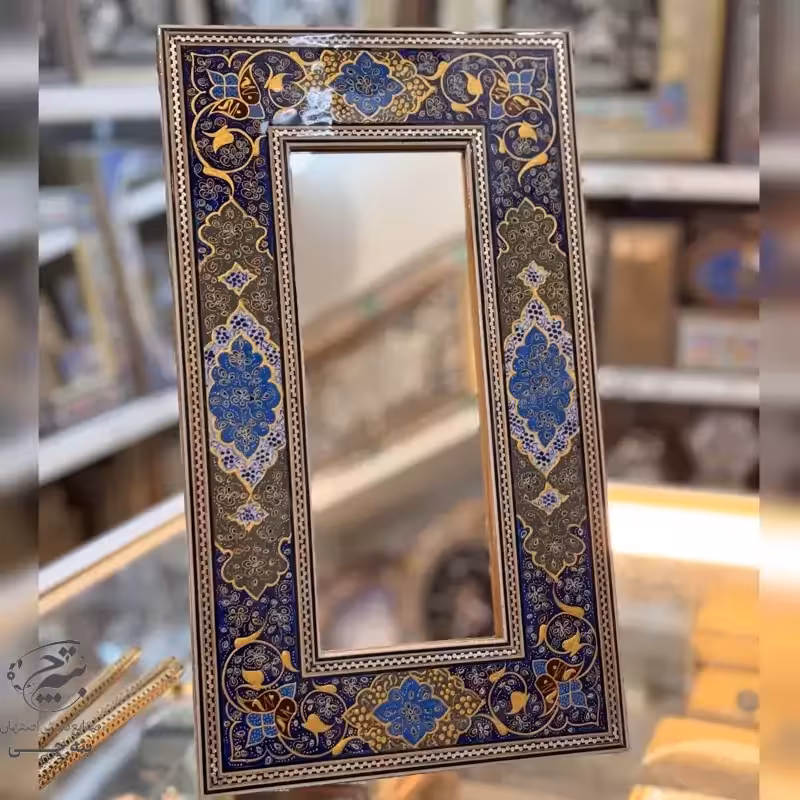 آینه دکوراتیو رومیزی خاتم کاری 20در35 تذهیب