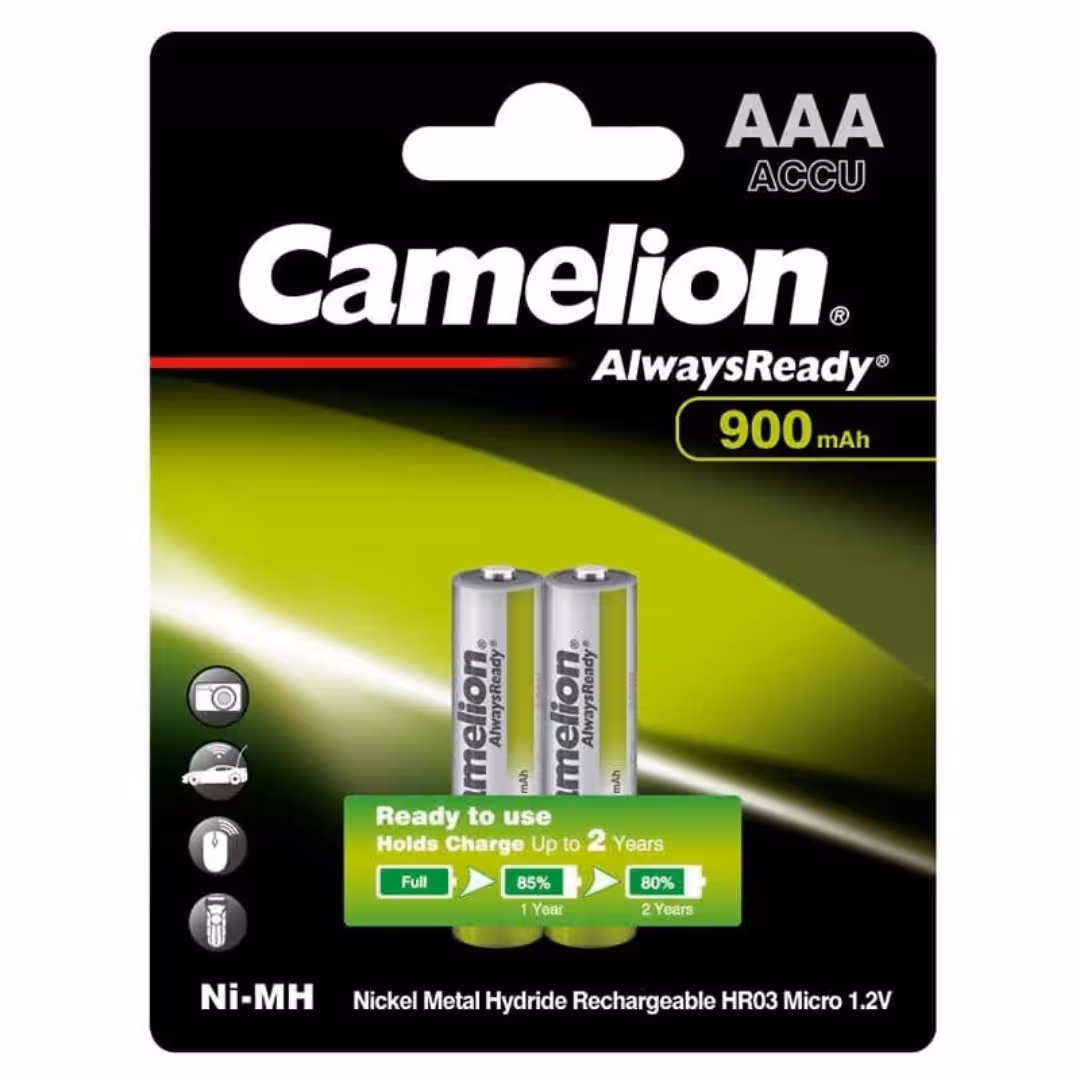 باتری نیم قلمی قابل شارژ 900 کملیون Always Ready بسته 2 عددی کارتی (عمده و خرده)