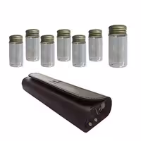 ست جا ادویه 6 پارچه شیشه ای با کیف چرمی