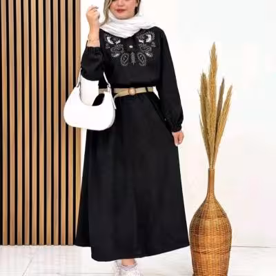 کفتان زنانه مدل ترمه جنس مخمل کبریتی اعلا گلدوزی کمربند کنفی