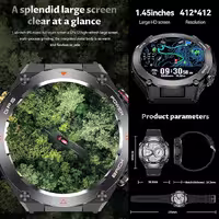 ساعت هوشمند نظامی GPS دار: صفحه نمایش IPS 1.45 اینچی، GPS داخلی، ارتفاع سنج، فشارسنج، قطب نما، ردیاب تناسب اندام/سلامت، تماس بلوتوث،