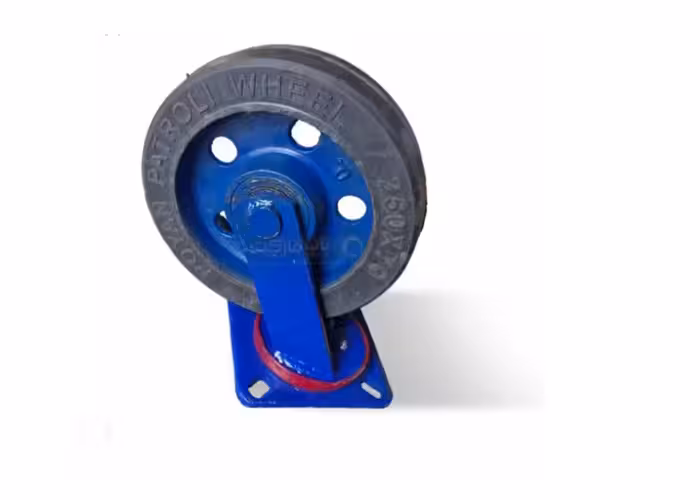 چرخ پاترولی لاستیکی گردان سایز 300 سنگین  (ترولی‌های حمل بار در هتل‌ها، بیمارستان‌ها و رستوران‌ها-قفسه‌های متحرک فروشگاهی و انبارداری-میزهای متحرک در کارگاه‌ها و خطوط تولید-تجهیزات نظافتی و سطل‌های متحرک)