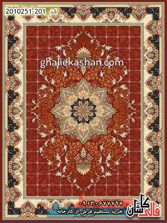 فرش 700 شانه طرح هیوا زمینه قرمز روناسی کاشان