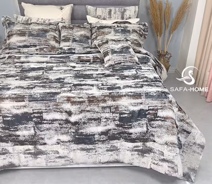 روتختی 10 تکه ژاکارد طرح آوریل دودی شکلاتی صفاهوم