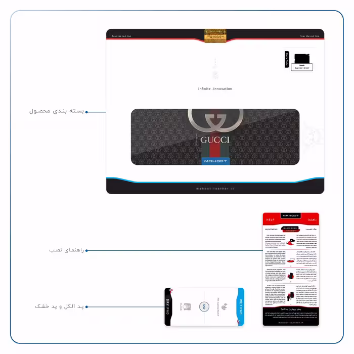 برچسب پوششی ماهوت مدل GUCCI-Logo مناسب برای تبلت اپل iPad 2 2011 A1397