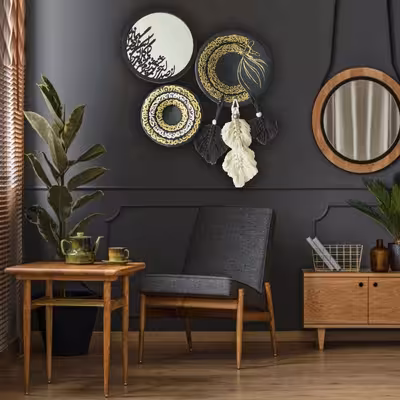 بشقاب و آینه دیوارکوب طرح سخن عشق کد 1090 مجموعه سه عددی