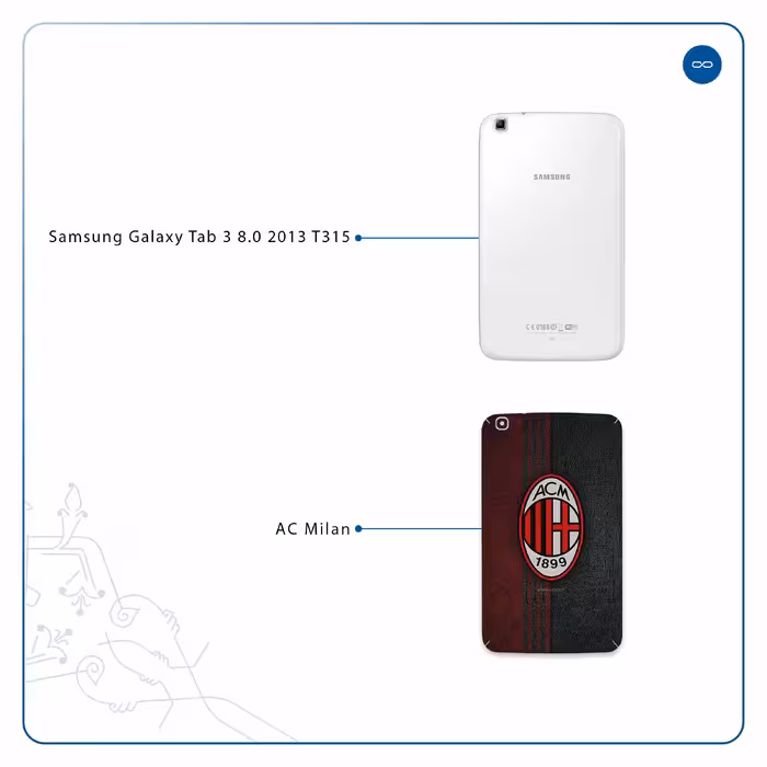 برچسب پوششی ماهوت مدل AC-Milan مناسب برای تبلت سامسونگ Galaxy Tab 3 8.0 2013 T315