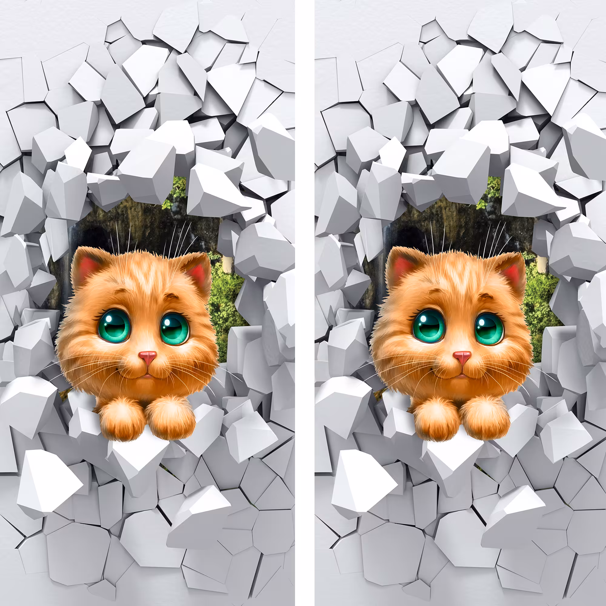 پرده مدل پانچی طرح گربه سایز 280x145 سانتی متر