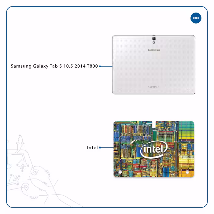 برچسب پوششی ماهوت مدل Intel Brand مناسب برای تبلت سامسونگ Galaxy Tab S 10.5 2014 T800