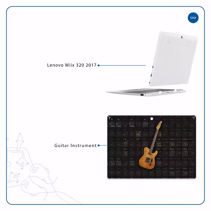 برچسب پوششی ماهوت مدل Guitar-Instrument مناسب برای تبلت لنوو Miix 320 2017