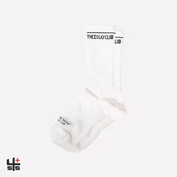 جوراب ساقدار Essayclub طرح T.E.C سفید نوشته مشکی